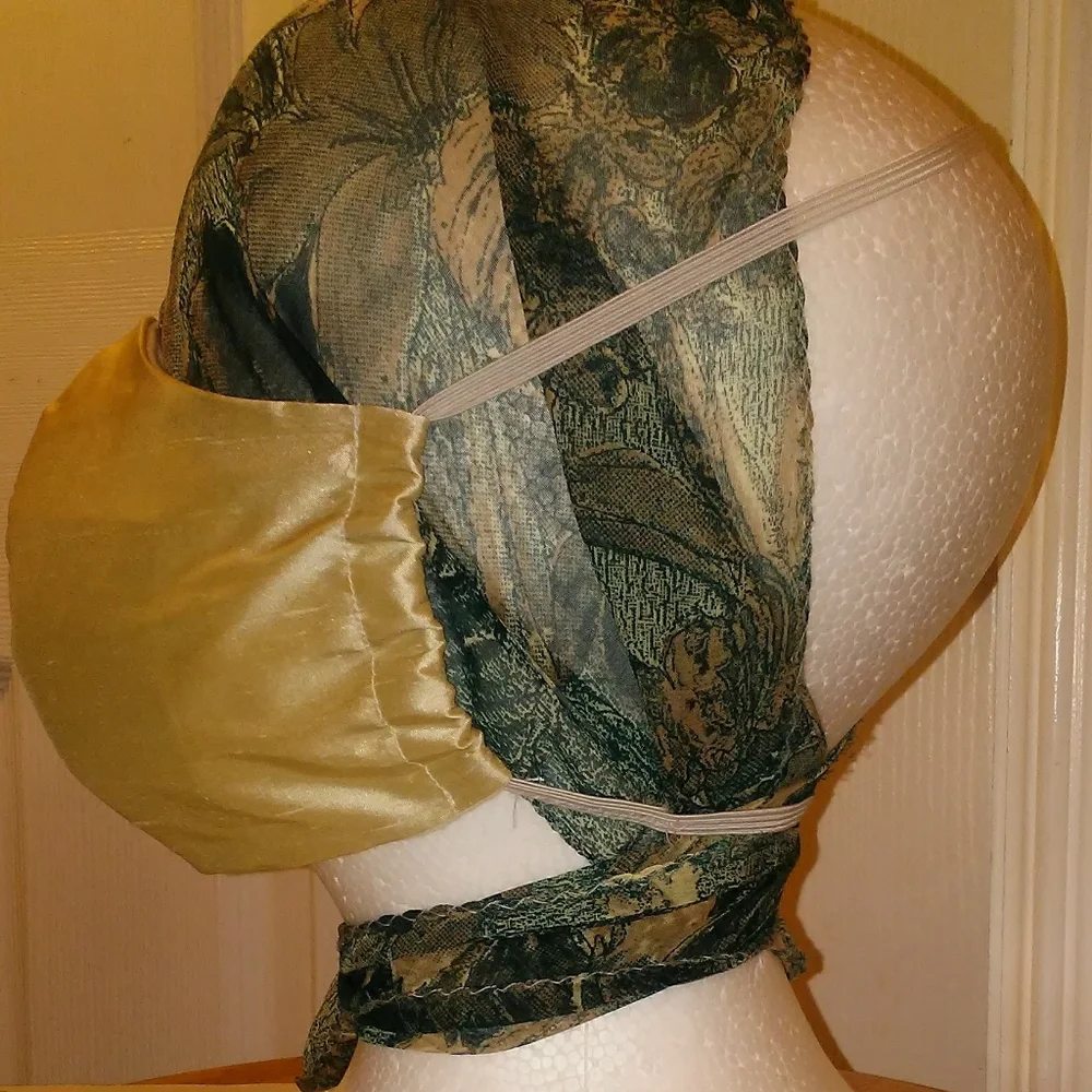 Custom Made 100% Silk Shantung Face Mask NWT
